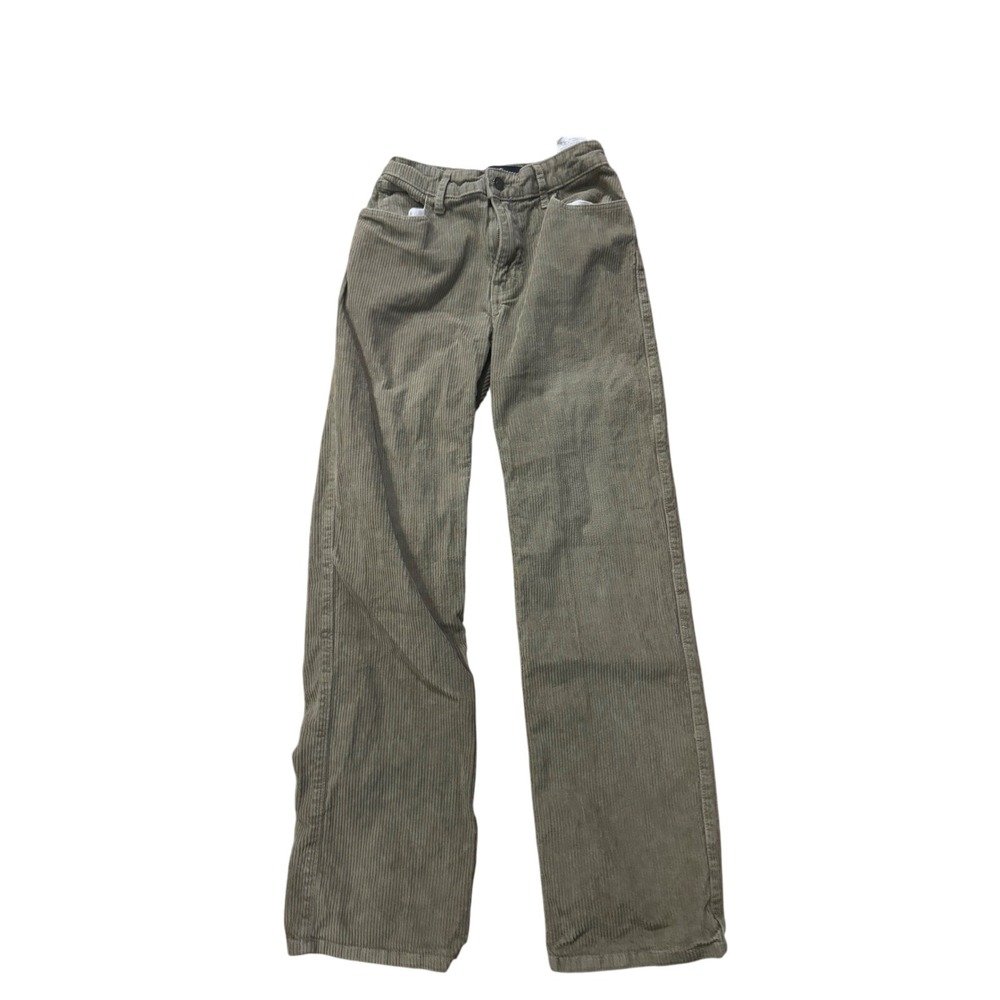 Hollister‎ Pants Size 00R High-Rise Dad Corduroy Olive Green